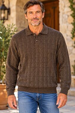 Fieldmasters 90’s wool blend textured polo textured plaid knit size Medium